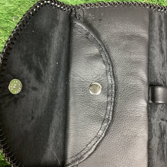 Harley Davidson Beaded Patch on Black Leather Wallet Braided Trim - Picture 8 of 13